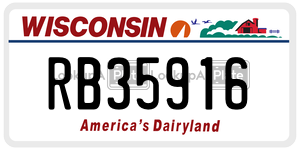 RB35916  license plate in WI