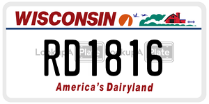 RD1816  license plate in WI