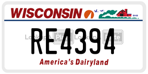 RE4394 license plate in Wisconsin