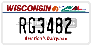 RG3482  license plate in WI