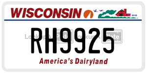 RH9925 license plate in Wisconsin
