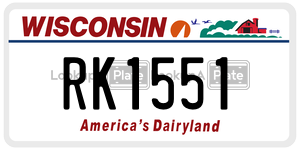 RK1551  license plate in WI
