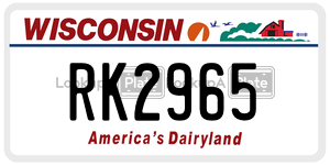 RK2965  license plate in WI