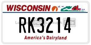 RK3214  license plate in WI