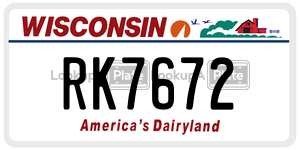 RK7672  license plate in WI