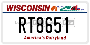 RT8651  license plate in WI