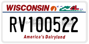 RV100522 license plate in Wisconsin