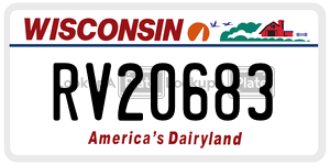 RV20683  license plate in WI