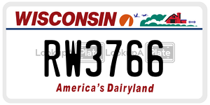RW3766  license plate in WI