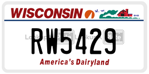 RW5429  license plate in WI