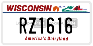 RZ1616  license plate in WI
