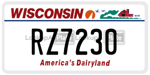 RZ7230 license plate in Wisconsin