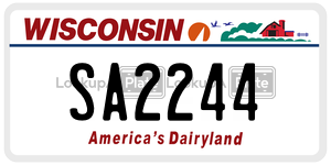 SA2244  license plate in WI