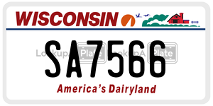 SA7566  license plate in WI