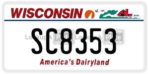 SC8353  license plate in WI