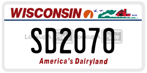 SD2070 license plate in Wisconsin