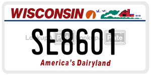 SE8601  license plate in WI