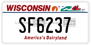 SF6237  license plate in WI