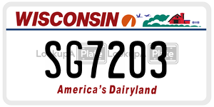 SG7203  license plate in WI