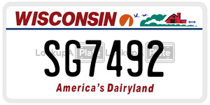 SG7492 license plate in Wisconsin