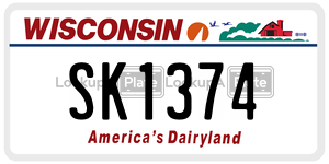 SK1374  license plate in WI
