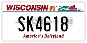 SK4618  license plate in WI