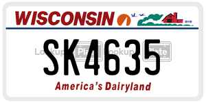 SK4635  license plate in WI