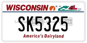 SK5325 license plate in Wisconsin
