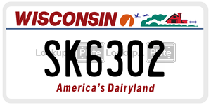 SK6302  license plate in WI