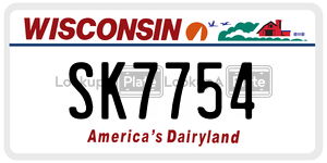 SK7754  license plate in WI