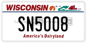 SN5008  license plate in WI