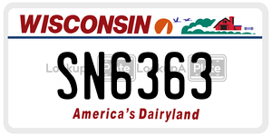 SN6363  license plate in WI