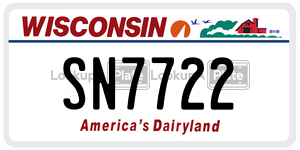 SN7722  license plate in WI