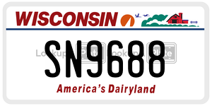 SN9688  license plate in WI