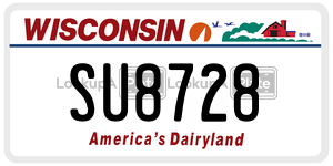 SU8728  license plate in WI