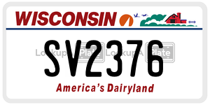 SV2376  license plate in WI
