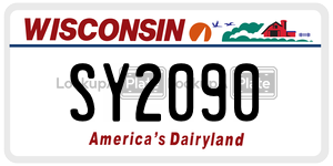 SY2090  license plate in WI