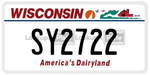 SY2722  license plate in WI