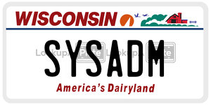 SYSADM license plate in Wisconsin