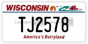 TJ2578  license plate in WI