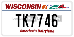 TK7746  license plate in WI