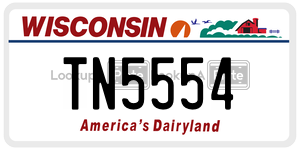 TN5554  license plate in WI