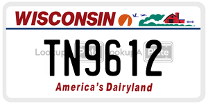 TN9612  license plate in WI