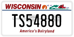 TS54880  license plate in WI
