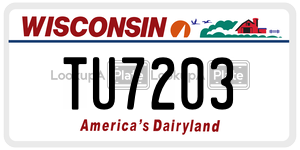TU7203 license plate in Wisconsin