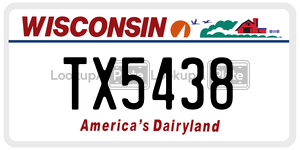 TX5438  license plate in WI
