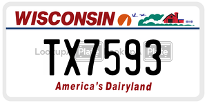 TX7593  license plate in WI