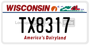 TX8317  license plate in WI