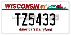 TZ5433  license plate in WI