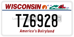 TZ6928  license plate in WI